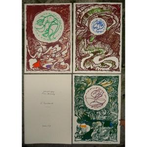 "l'excedante" 3 Lithographs By Pierre Alechinsky..1982