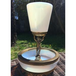 "cup, Baguier And Love" Opaline And Gilt Bronze Circa 1900