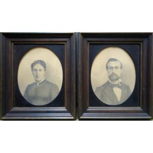 "swiss Couple" Drawings By J.hilger ...1886