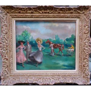 "elegant At The Races" Pastel By Guy Seradour