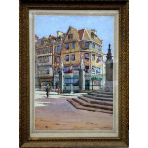 "view From The Court Of The Palais De Justice" Rouen By A.gauret