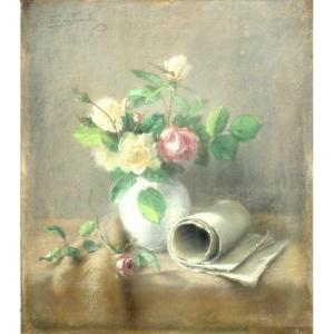 "bouquet Of Roses" By Eloi Fouche..bordeaux Circa 1900
