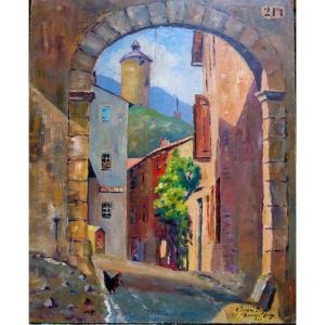 "old Door In Tarascon" By G.izaure Dezes ..ariege 1932