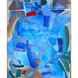 “blue Abstraction” By Paul Radulescu Circa 1990