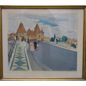 "montauban 1946" Lithograph By Yves Brayer