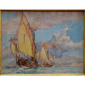 “indochinese Junks” By Frederic Bernelle ...1951