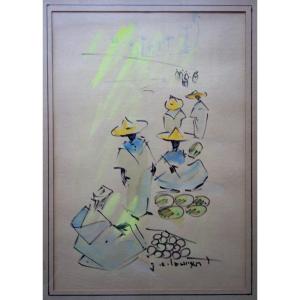 'moroccan Market' By Jean Emile Laurent, Morocco Circa 1960