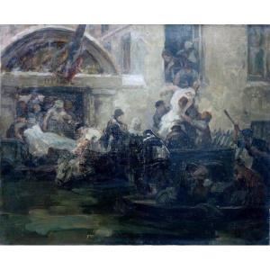 "flood Rescue" (study) By A.boulanger 1910