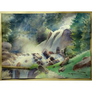 "lutour Waterfall" By Henri d'Hauterive..la Raillére..cauterets