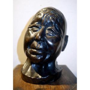 "chinese Head" Bronze By Gérard Pestarque 