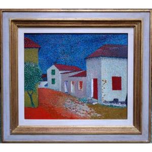 "village Street" Pointillist ...monogrammed L Of G