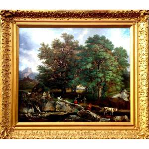 Large "pastoral Scene" By Joseph Latour Circa 1850