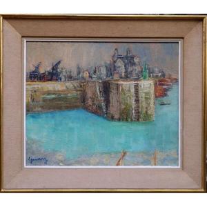 "the Port Of Granville" By Jean Vinay..manche 1963
