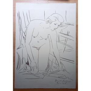 “kneeling Nude” Litho By Pericle Fazzini 1954 Rome