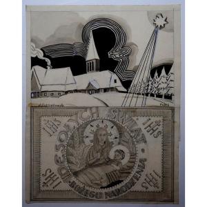 “christmas” By Janusz Tlomakowski (polish) Paris 1925/30