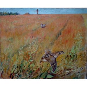 "quail Hunting" By Alfred Andrieux Circa 1930