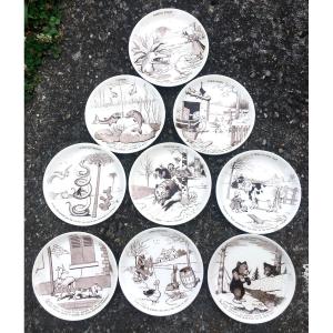 "9 Plates "benjamin Rabier" Sarreguemines