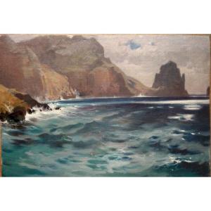 "cliffs In Capri" By Arthur Calame Around 1890/1900