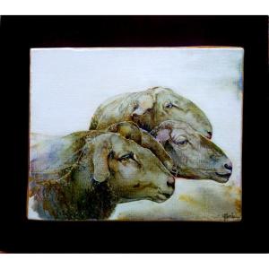 "sheep Heads" By Yvette Monteil Circa 1980/90