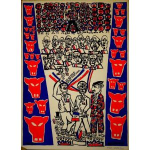 "de Gaulle N'est Plus Seul " Litho Gabriel Paris ...mai 68
