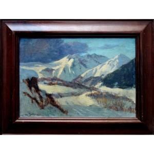 "end Of Day On Snowy Mountains" Signed And Dated 1937