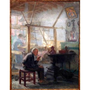 "in The Weaver's Workshop" By Paul Barian..salon Circa 1920