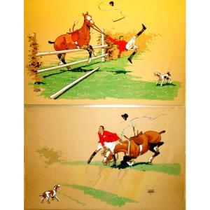 Set Of 2 "refus" Stencils By Etienne Le Rallic Circa 1950