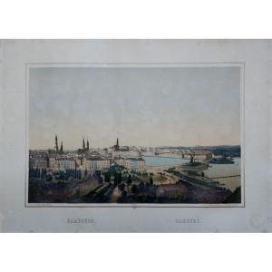 "hamburg" Lithograph By J.fr.wentzel Circa 1850