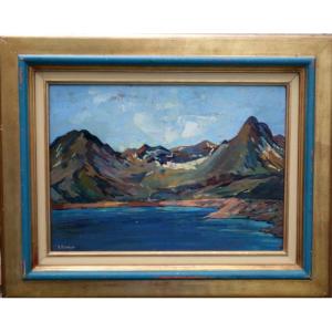 "lake Of The Pyrenees" By André Duprat Circa 1950/60