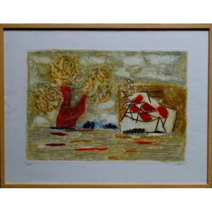 "a Summer In The West" Lithograph By Louttre .b