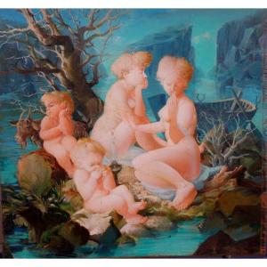 "nude Women And Children" Jean Mablord Circa 1960