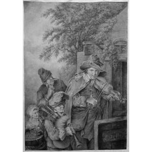 "the Musicians" Signed Drawing Circa 1810