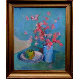 "cherry Blossoms And Apple" By Julien Henge Circa 1960