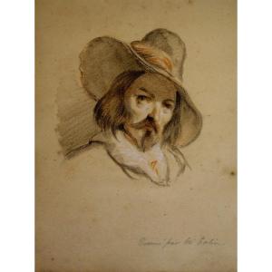 "portrait Of A Man With A Hat" By Colin Circa 1830
