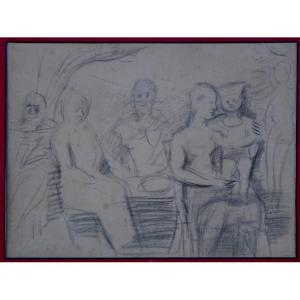 "family In Florida" Drawing By Louis Latapie ...1929