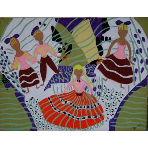 Large "children's Dance" By Pierre Grisot Circa 1950