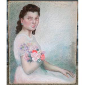 "beauty Brunettes And Pink" By A.ranzim ..italy 1950