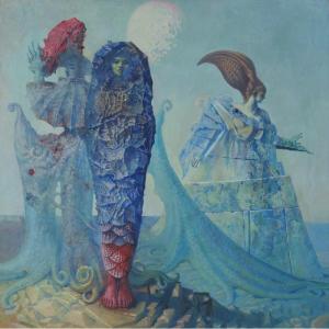 "goddesses And Mummy" By Antoinet Ribet Circa 1970