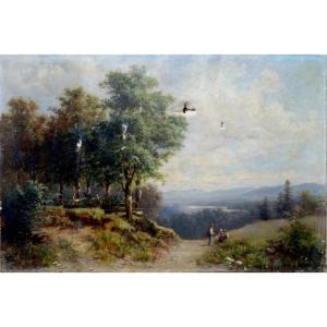 Large "swiss Or Italian Landscape" By L. Cougglia (?)..1891