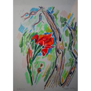 "the Red Lily" By Ch. Cachin, Silemi, Taormina, Sicily, 1960