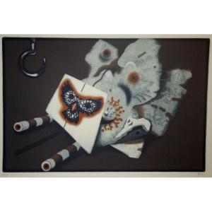 "the Sphinx Butterfly" Color Aquatint By Heinrich Heuer Circa 1970