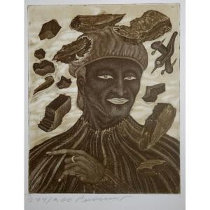 "the Fragments" Aquatint By Arik Brauer Circa 1970