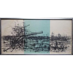 "the Canon" Lithograph Attributed To Jean Carzou