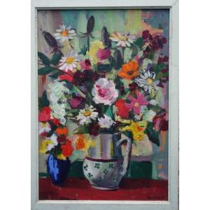 "the Bouquet Of Flowers" By Jean Hourregue Circa 1960/70