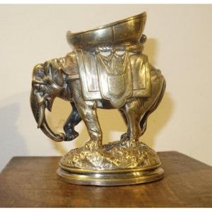 "caparisoned Elephant" Silvered Bronze By Théophile Hingre Circa 1880