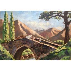 "bouvier On The Bridge" By Manech ...basque Country Circa 1930