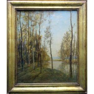 "bank Of The Lys (?)" By César De Cock (belgian) Around 1890