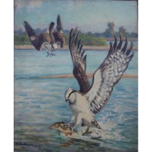 "fishing Eagles" By Alfred Andrieux ...1943