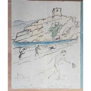 "calvi, Porto"6 Drawings Gustave Alaux, Corsica 1942
