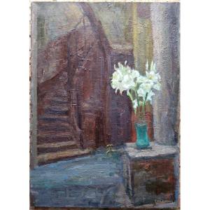 "flowers In The Entrance" By Raymond Cazanove ...1965